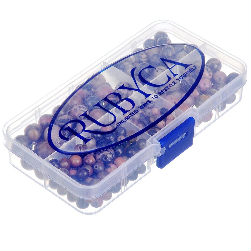 RUBYCA Natural Rhodonite Gemstone Round Loose Bead Organizer Plastic Box Jewelry Making Mix Sizes - Image 2